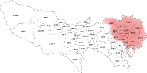 東京23区の東エリア地図