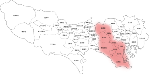 東京23区の西エリア地図